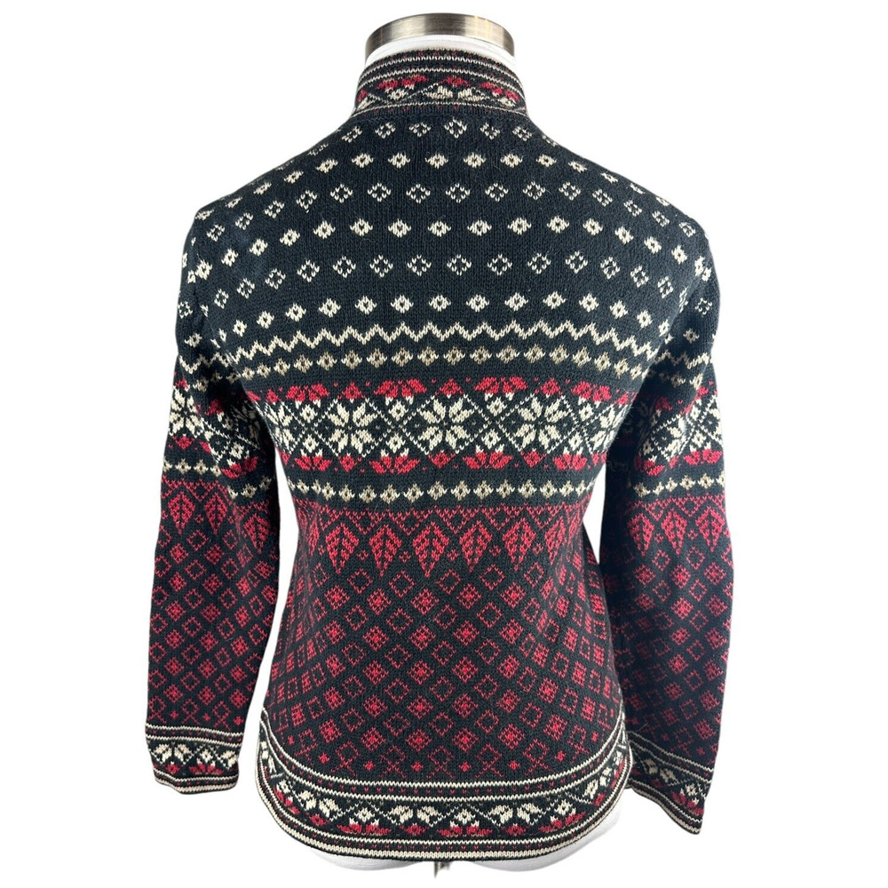 Nomadic Traders Full Zip Cardigan Sweater Red White Black Ramie Cotton Medium - Picture 11 of 16